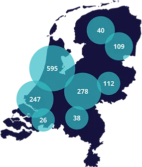 Kaart met meet- en verkooppunten in Nederland en België